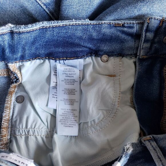 Good American Good Legs Straight Cotton Distressed Denim Jeans Women's Size 6/28 - Picture 8 of 9